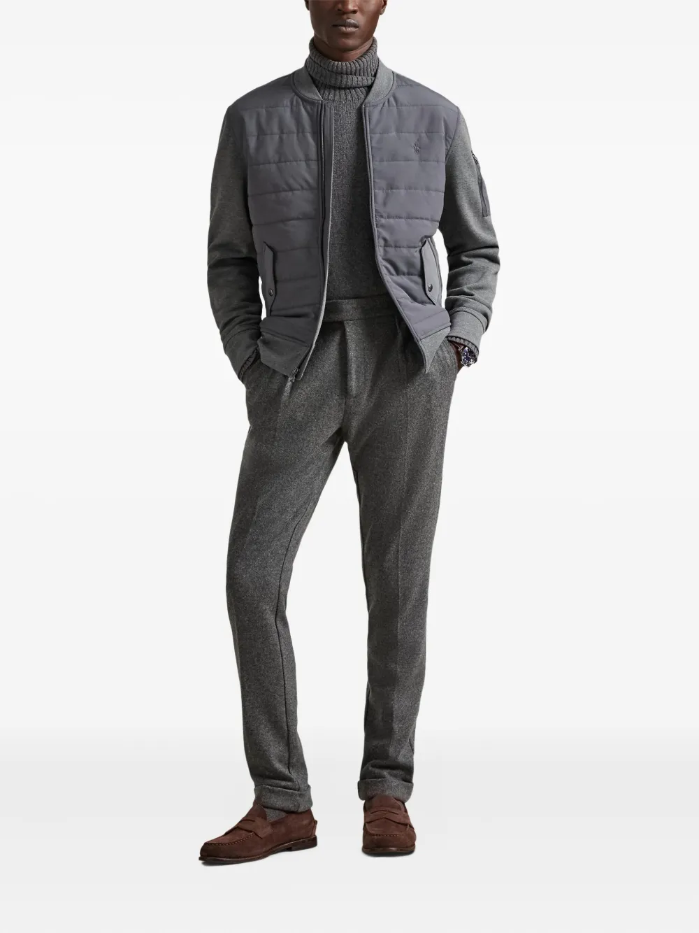 Polo Ralph Lauren Quilted Bomber Jacket In Gray