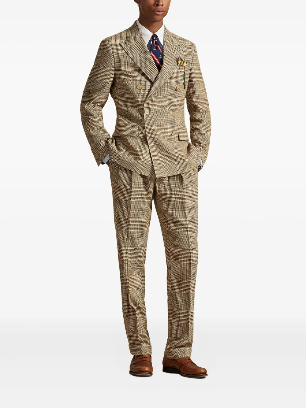 Polo Ralph Lauren Geplooide geruite broek Beige