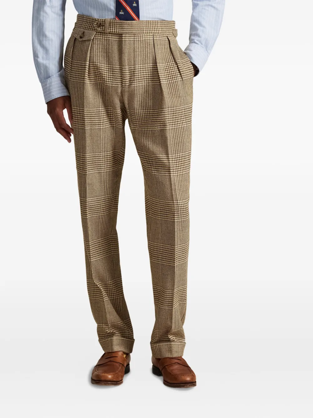 Polo Ralph Lauren Geplooide geruite broek Beige