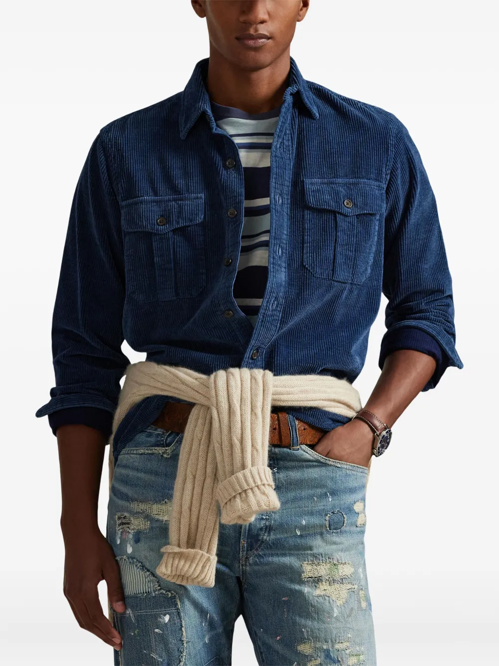 Polo Ralph Lauren Ribfluwelen overhemd Blauw