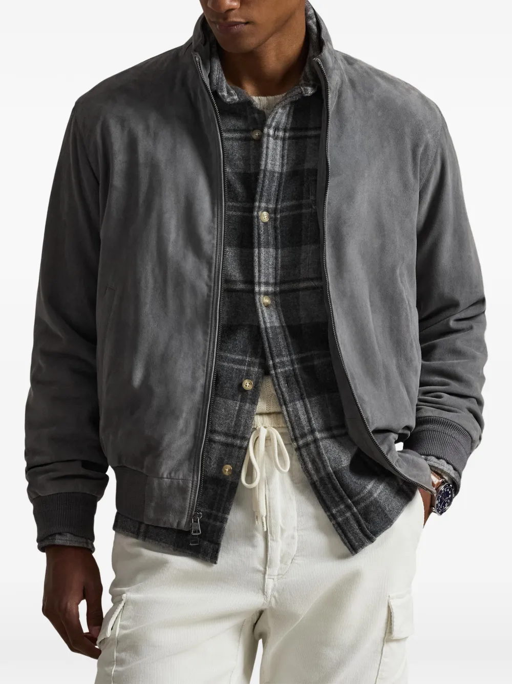 ribbed-hem bomber jacket