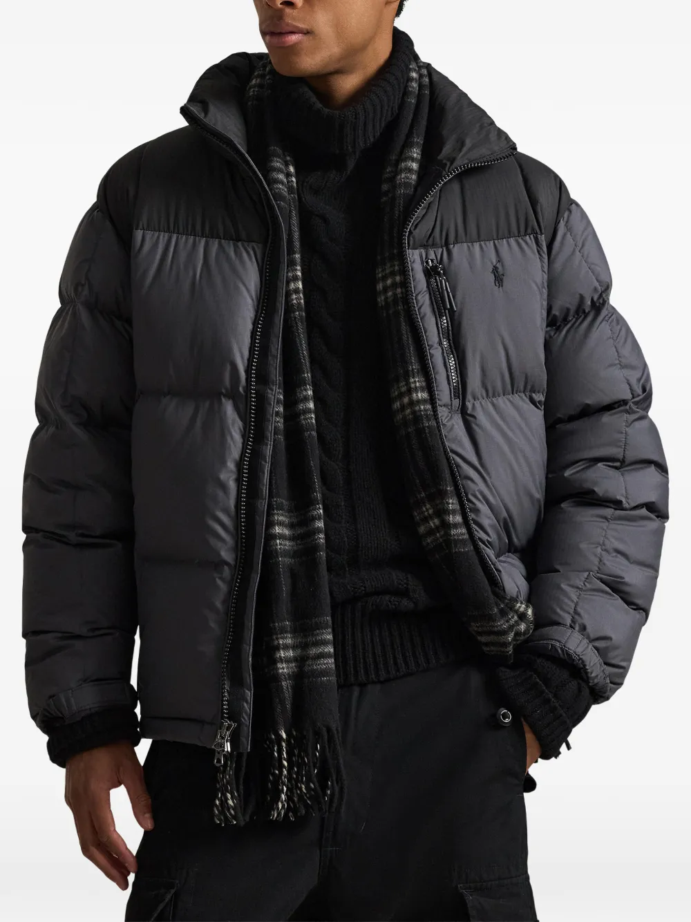 Polo Ralph Lauren Gewatteerd jack met geborduurd logo Grijs