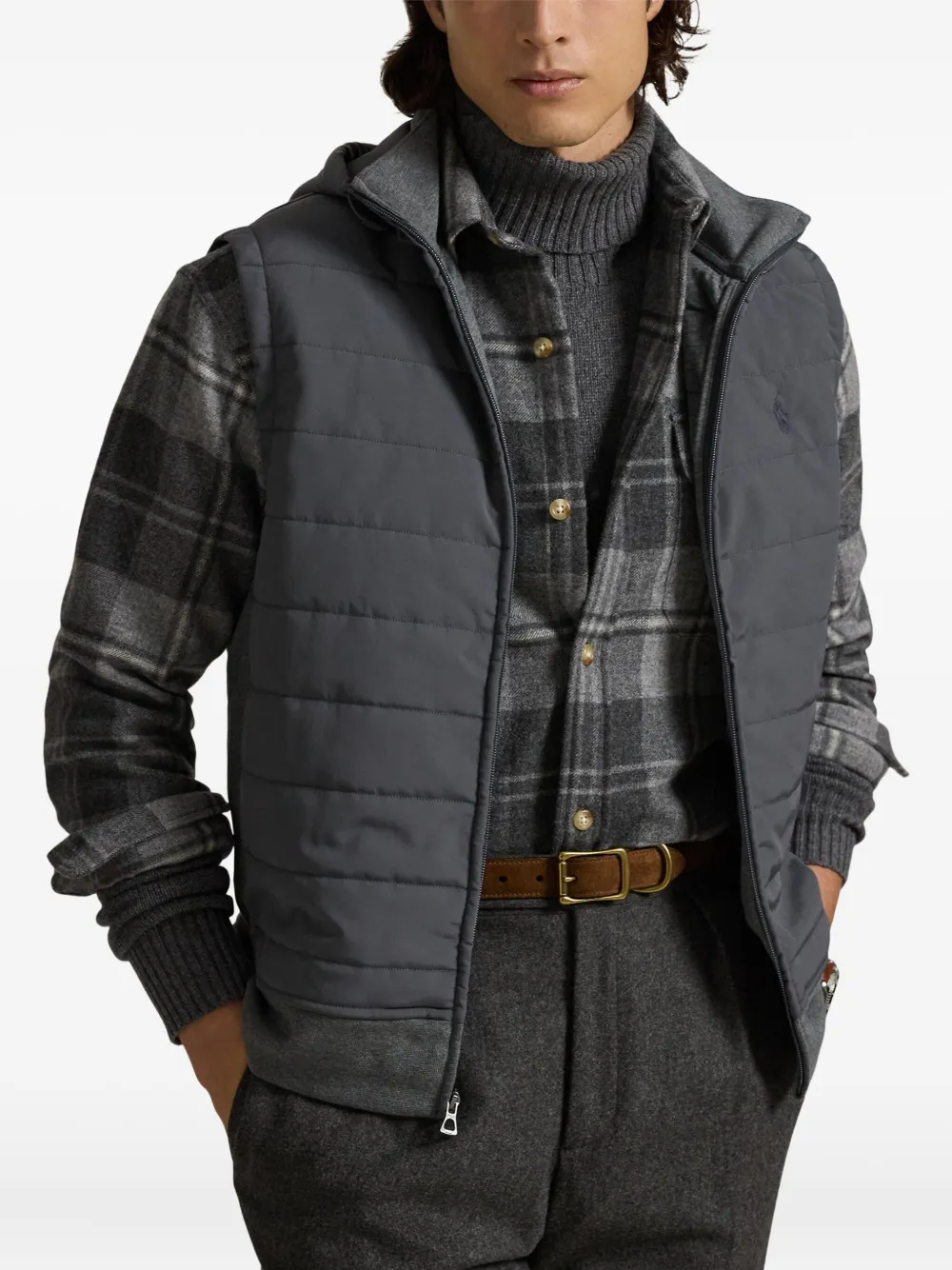 Polo Ralph Lauren Hooded Gilet In Gray