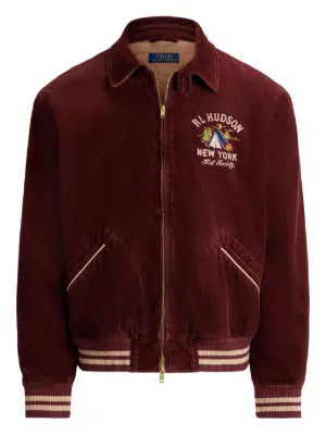 Polo by Ralph Lauren バーガンディ ジャケット Polo Ralph Lauren embroidered-patch zip-up Jacket | Black | FARFETCH