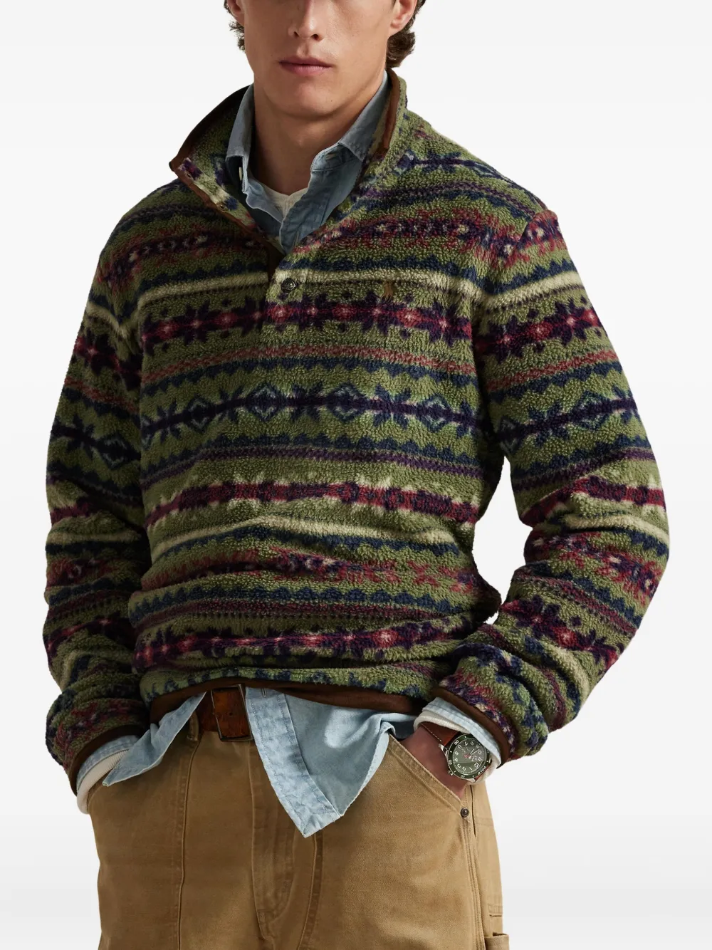 Polo Ralph Lauren Fair Isle-inspired Fleece Pullover In Multi