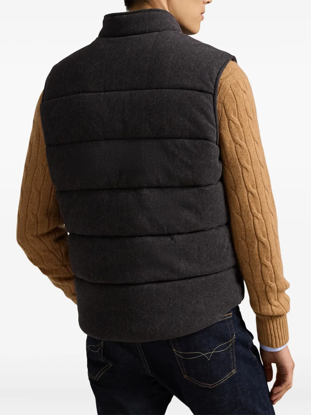 Polo Ralph Lauren Herringbone-pattern Gilet In Brown