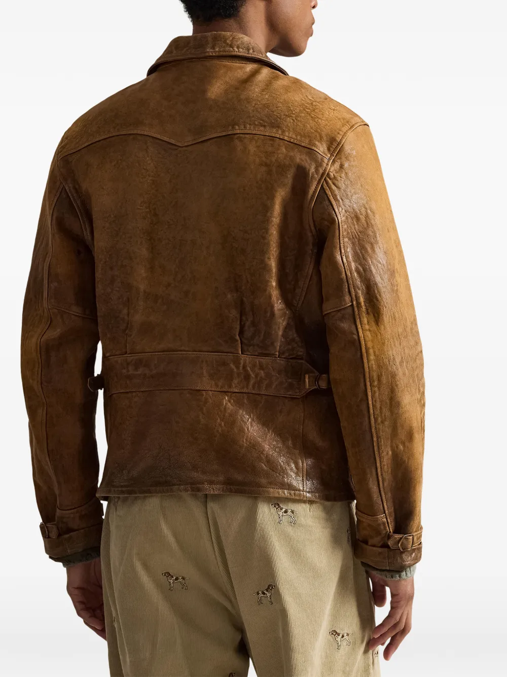 Polo Ralph Lauren Leren bomberjack met rits Bruin