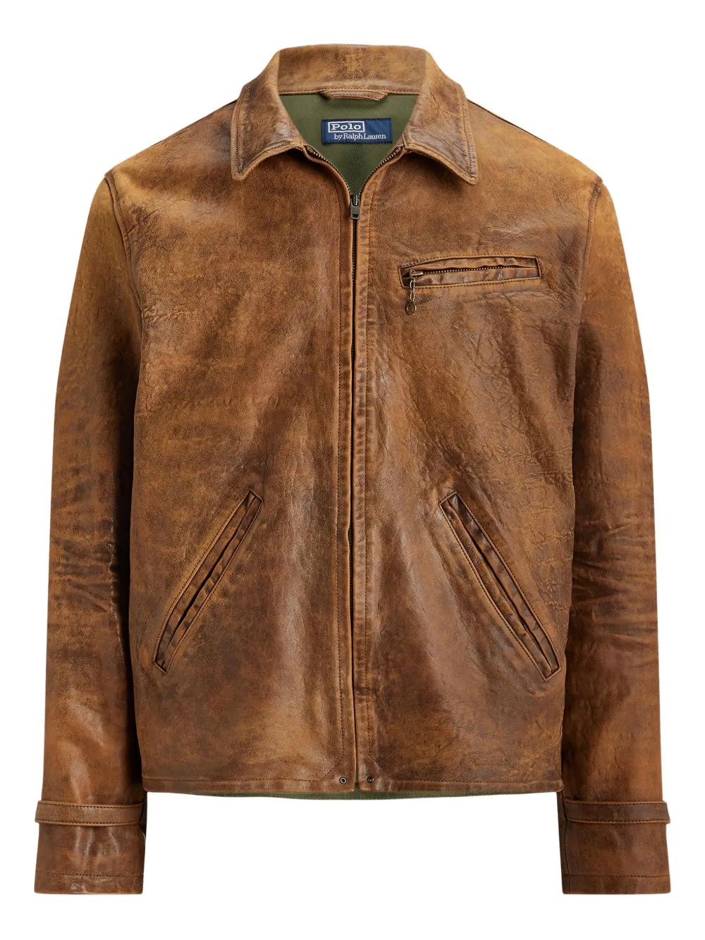 Polo Ralph Lauren zip sheepskin bomber jacket - Marrone