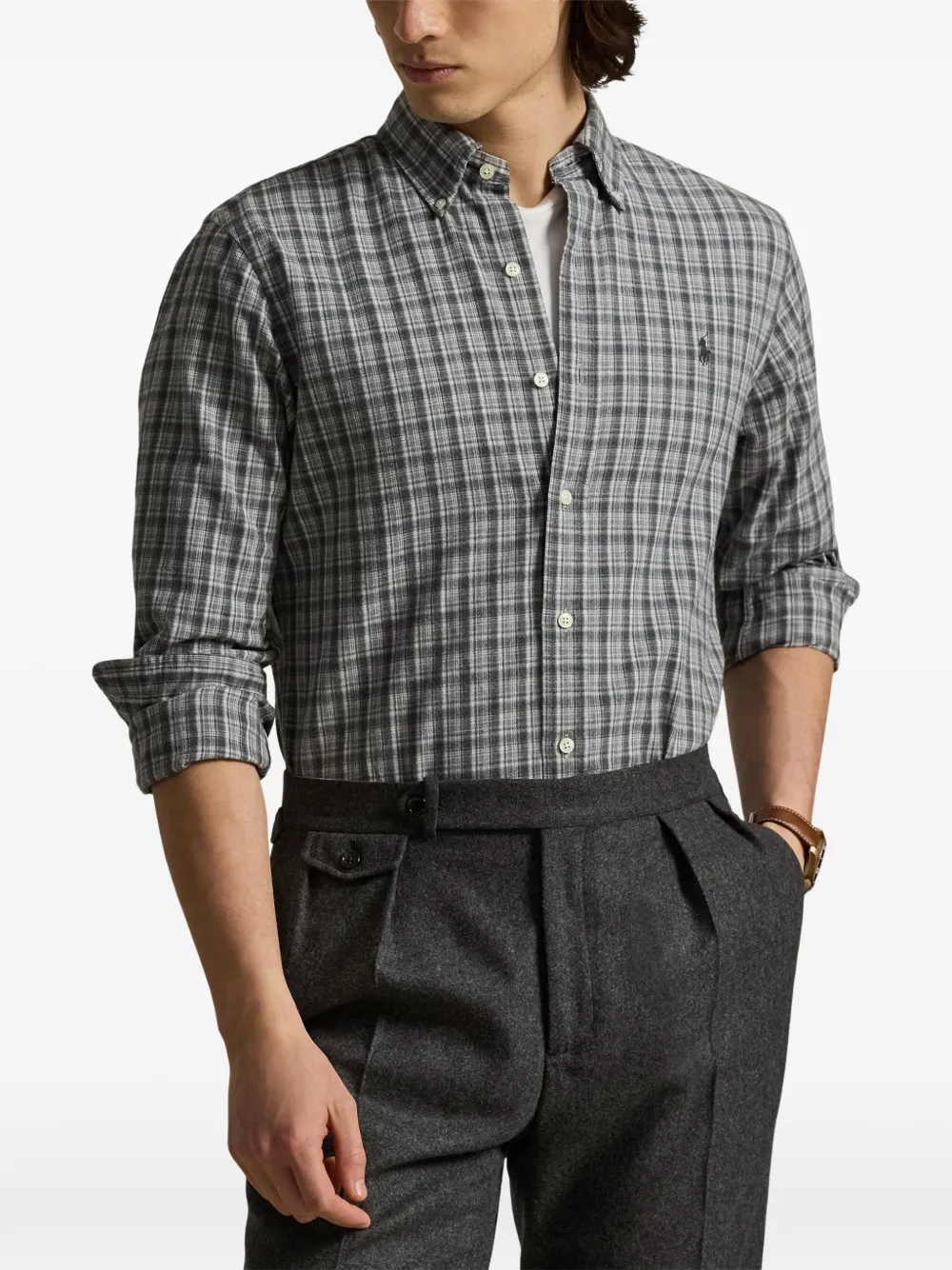 Polo Ralph Lauren Oxford geruit overhemd Grijs