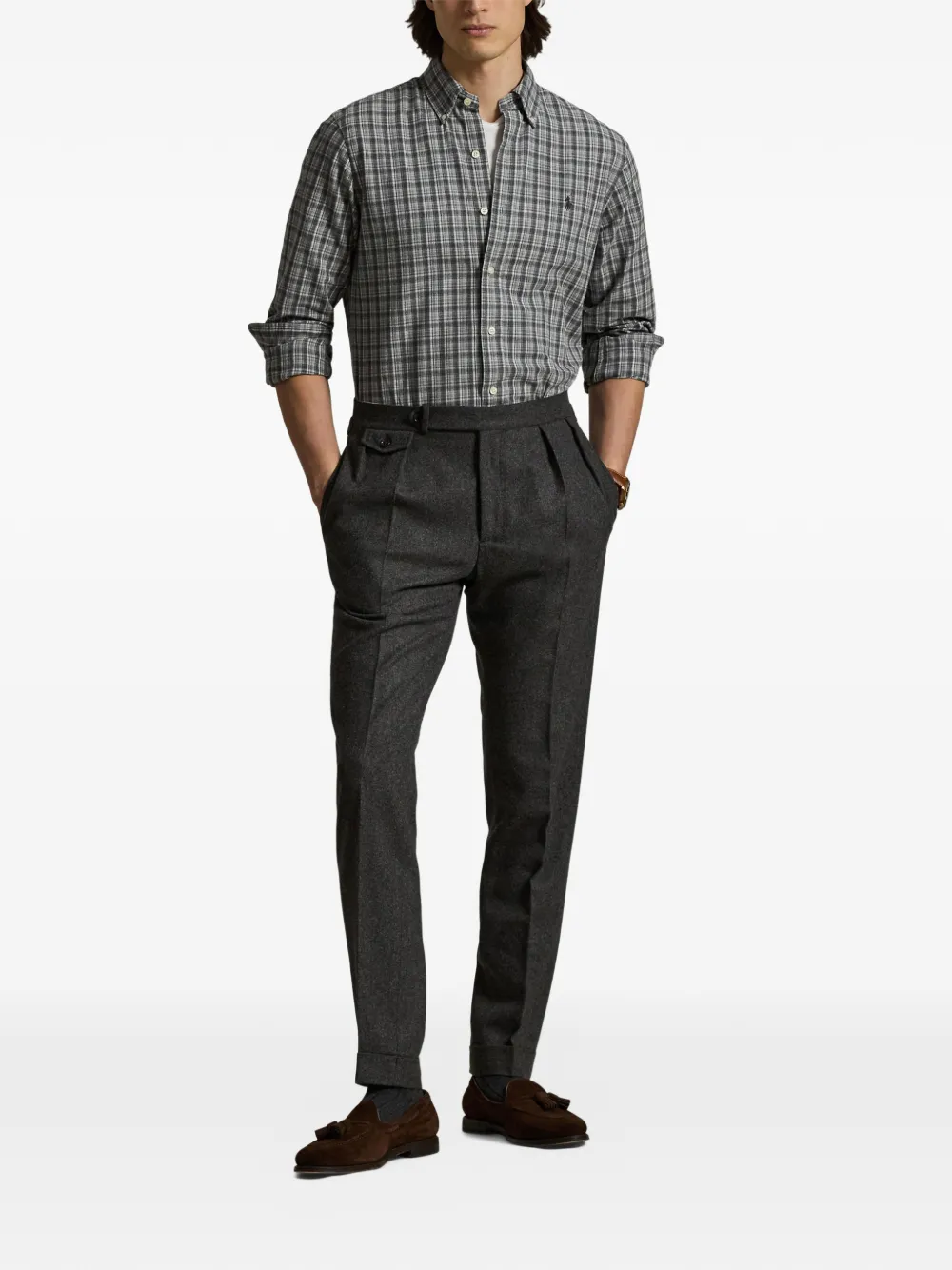 Polo Ralph Lauren Oxford geruit overhemd Grijs