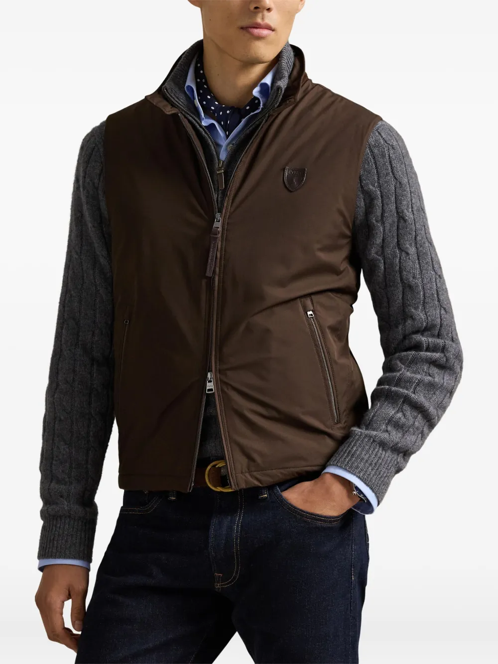 Polo Ralph Lauren Abotson gilet met logopatch Bruin