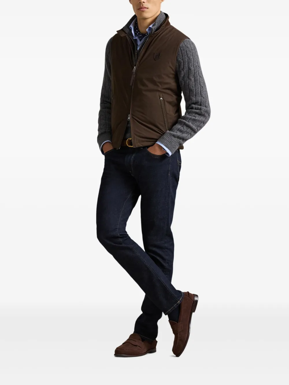 Polo Ralph Lauren Abotson gilet met logopatch Bruin