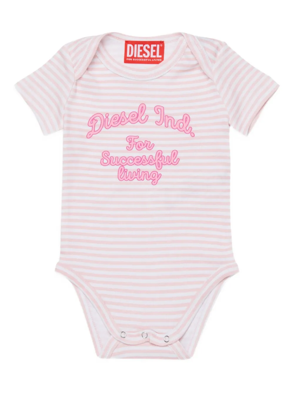 Diesel Kids Gestreifter Body mit Logo-Print - Rosa