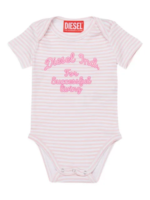 Diesel Kids striped-pattern logo-print bodysuit