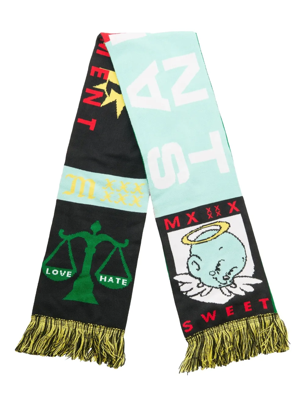 Saint Mxxxxxx Fringe Graphic Scarf In Multi