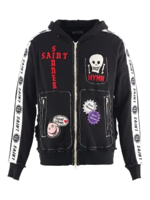 SAINT MXXXXXX x A LOVE MOVEMENT Appliqué Hoodie | Black | FARFETCH