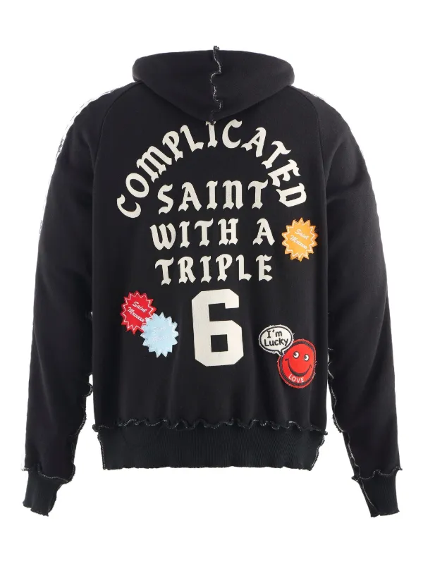 トップス SAINT Mxxxxxx A LOVE MOVEMENT SAINT MXXXXXX x A LOVE MOVEMENT Appliqué Hoodie | Black | FARFETCH