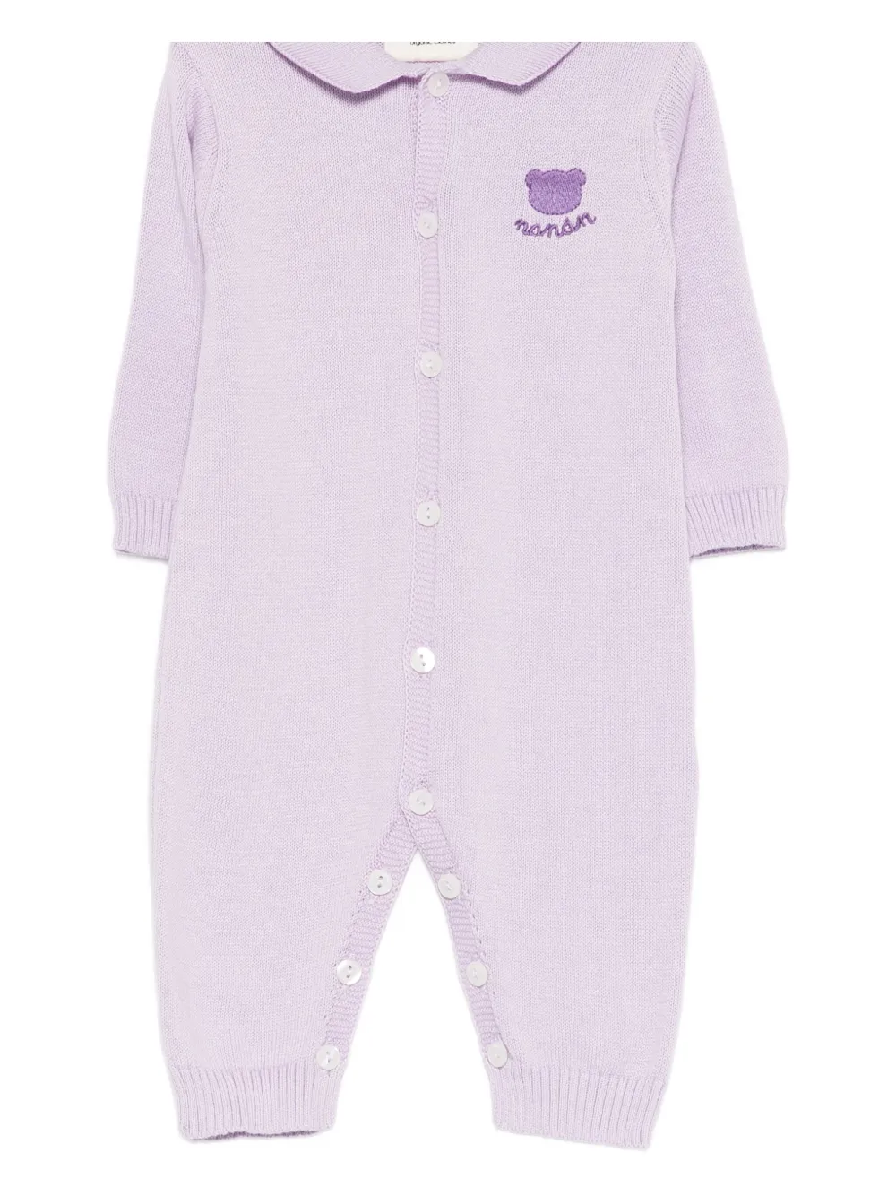 Nanán Collared Embroidered Rompers In Purple