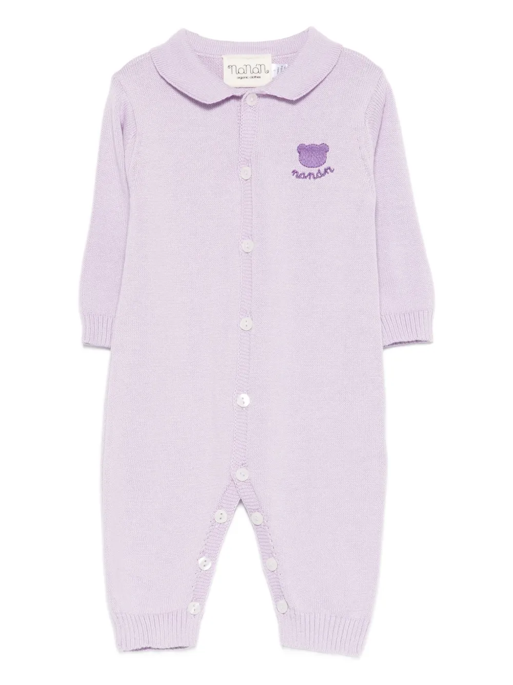 Nanán Collared Embroidered Rompers In Purple