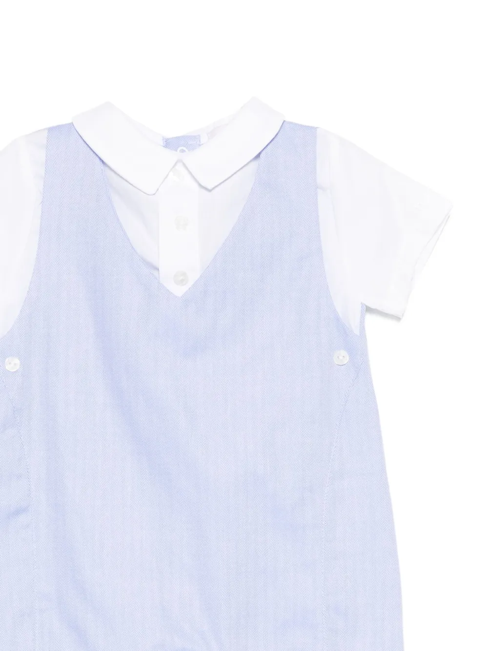 Nanán Buttoned Herringbone Romper In Blue