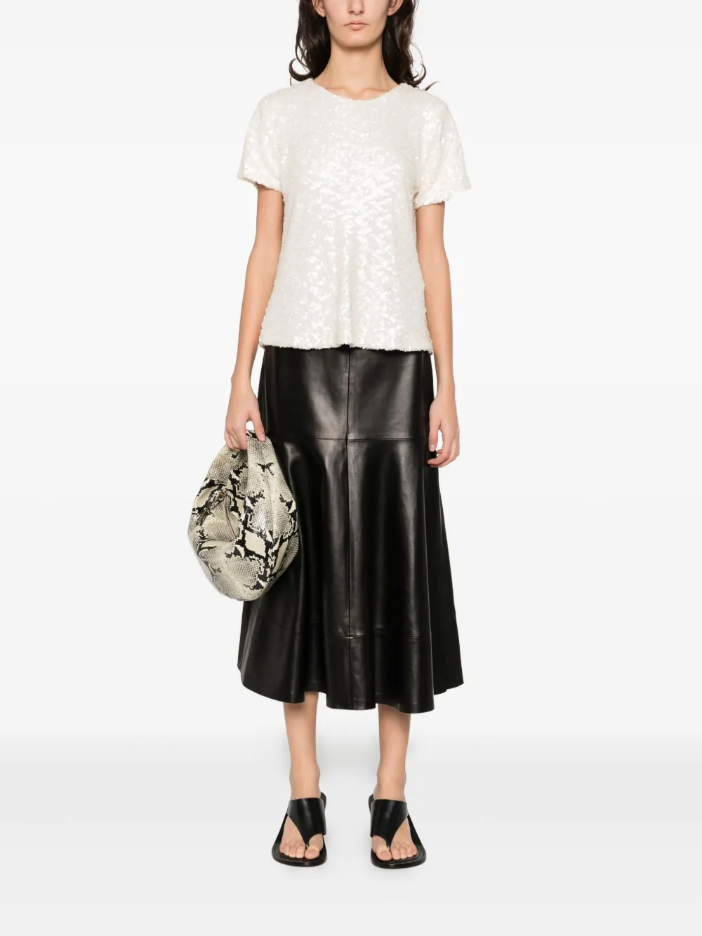 Guglielminotti Sequin-embellishment Short-sleeve Top In White