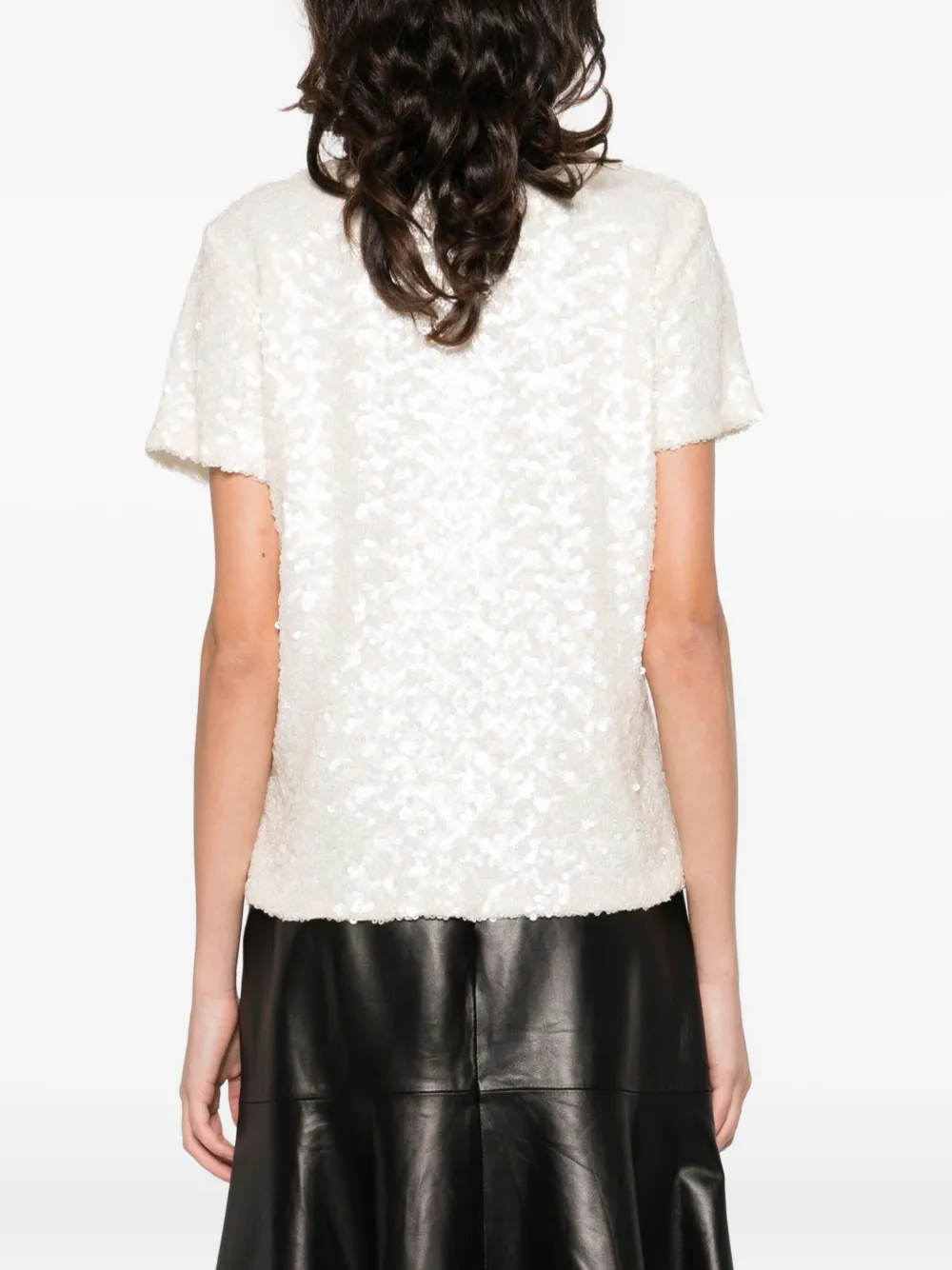 Guglielminotti Sequin-embellishment Short-sleeve Top In White