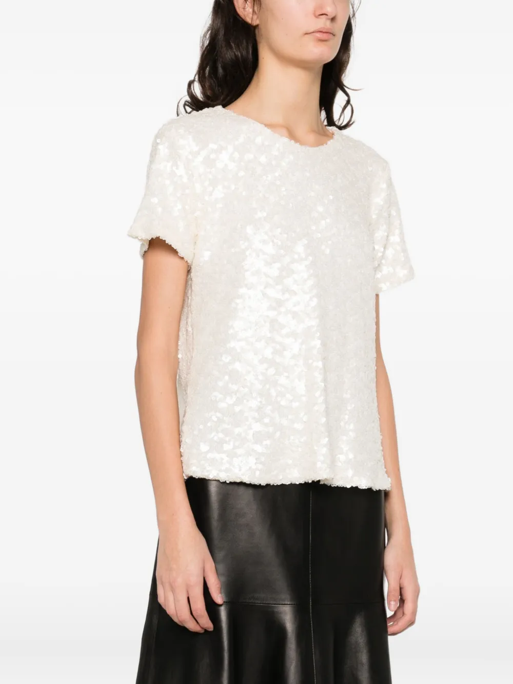 Guglielminotti Sequin-embellishment Short-sleeve Top In White