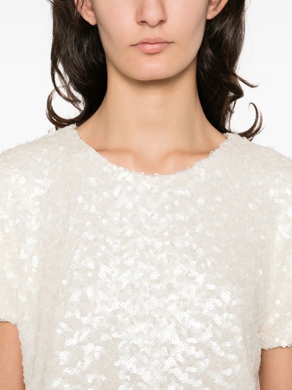 Guglielminotti Sequin-embellishment Short-sleeve Top In White