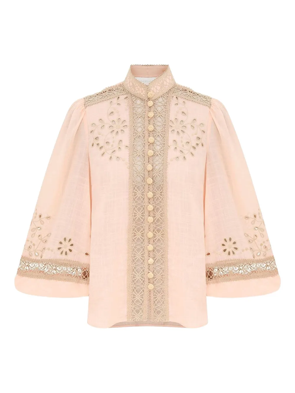 Zimmermann Floral-embroidered Button Shirt In Pink