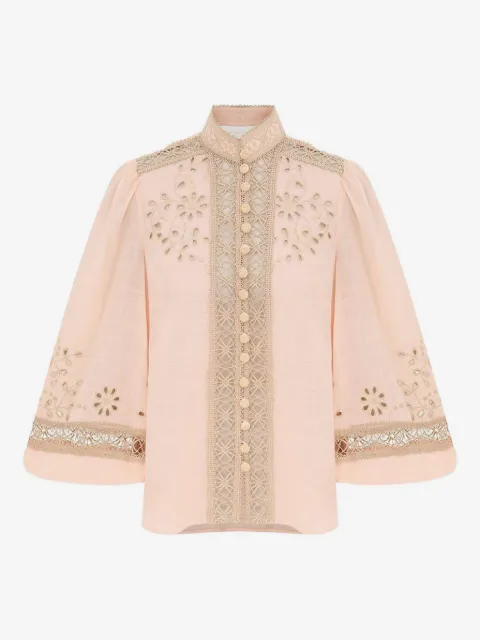 ZIMMERMANN floral-embroidered button shirt