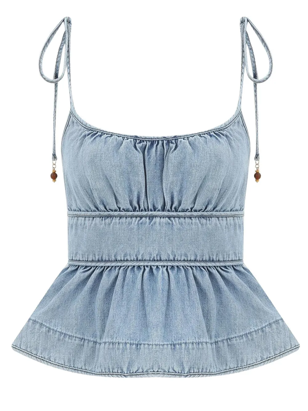 Zimmermann Wanderlust Ruffled Cami In Blue