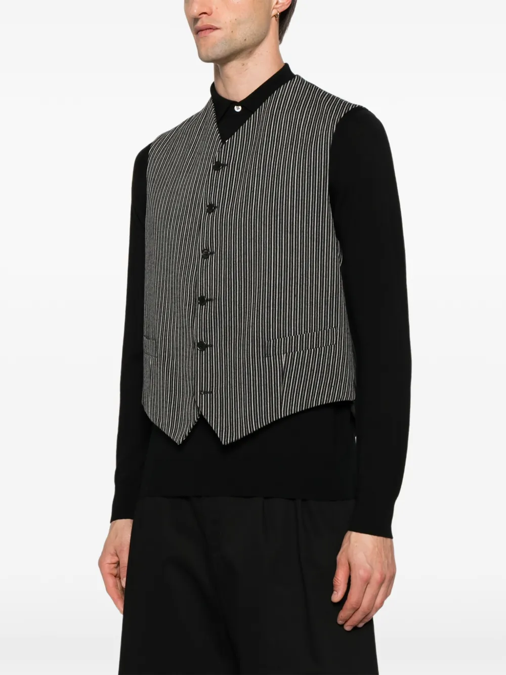 Romeo Gigli Pre-owned 1990s Striped-pattern Vest - Black 