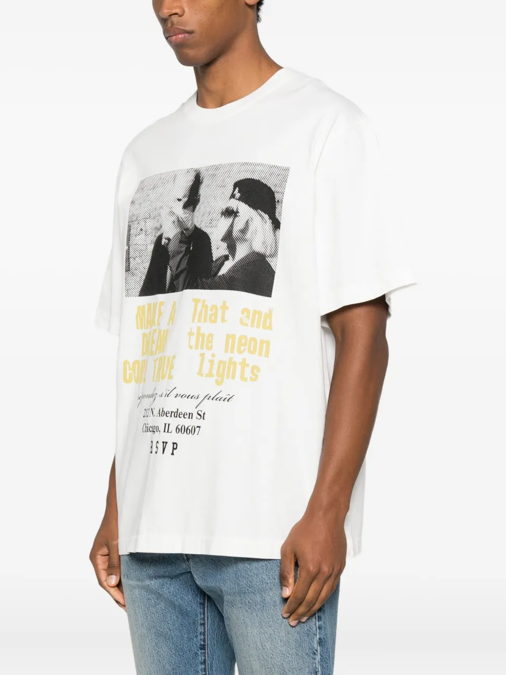 Agolde Mock Neck Graphic Short Sleeve In White