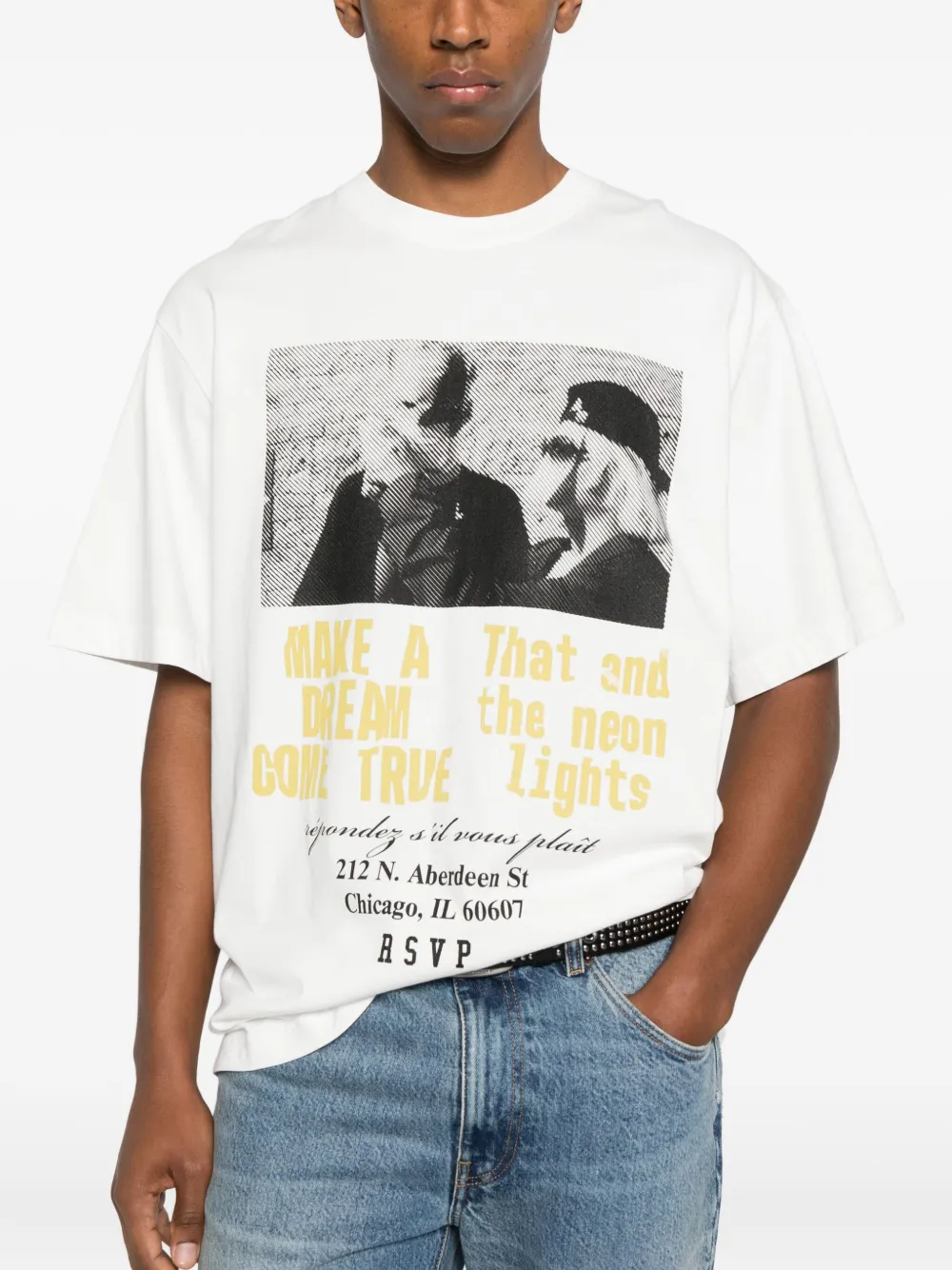 Agolde Mock Neck Graphic Short Sleeve In White