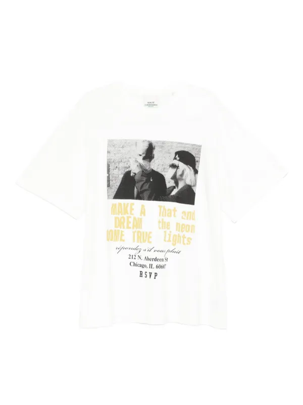 Agolde Mock Neck Graphic Short Sleeve in White