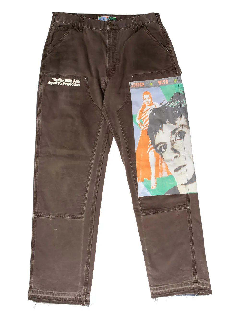 Better with Age  double-knee graphic trousers | Brown | Image 1