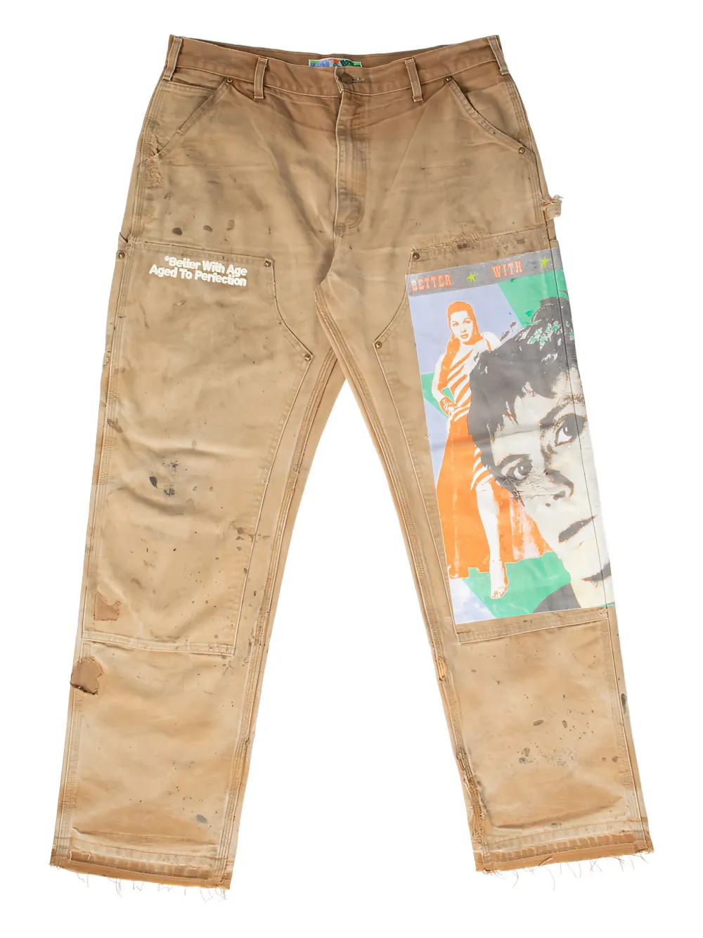 Better with Age  double-knee graphic trousers | Neutrals | Image 1