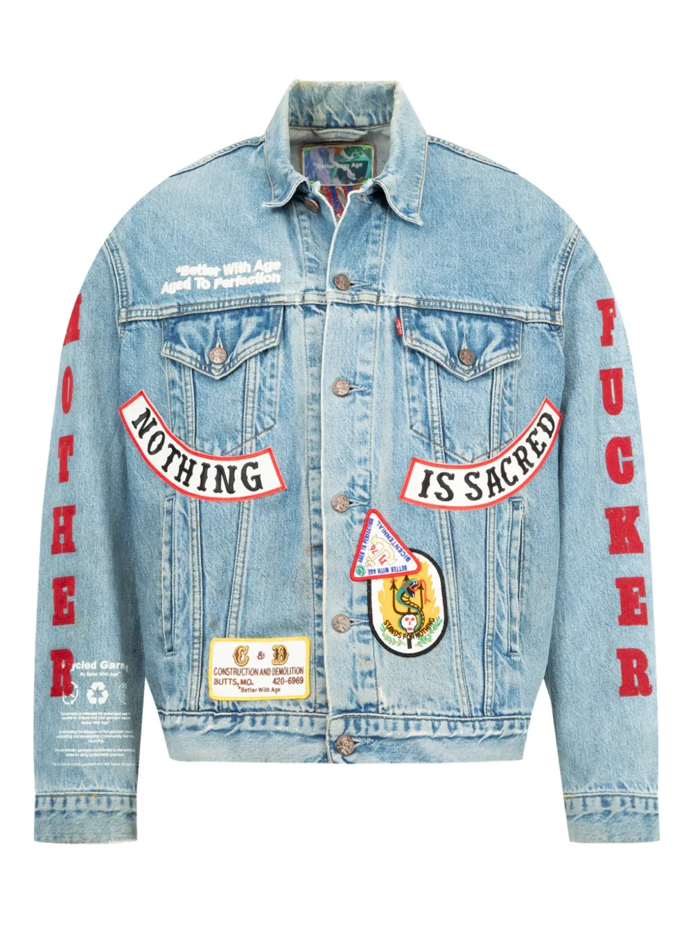 Better with Age  Clark Jeansjacke im Patchwork-Look | Blau | Image 1