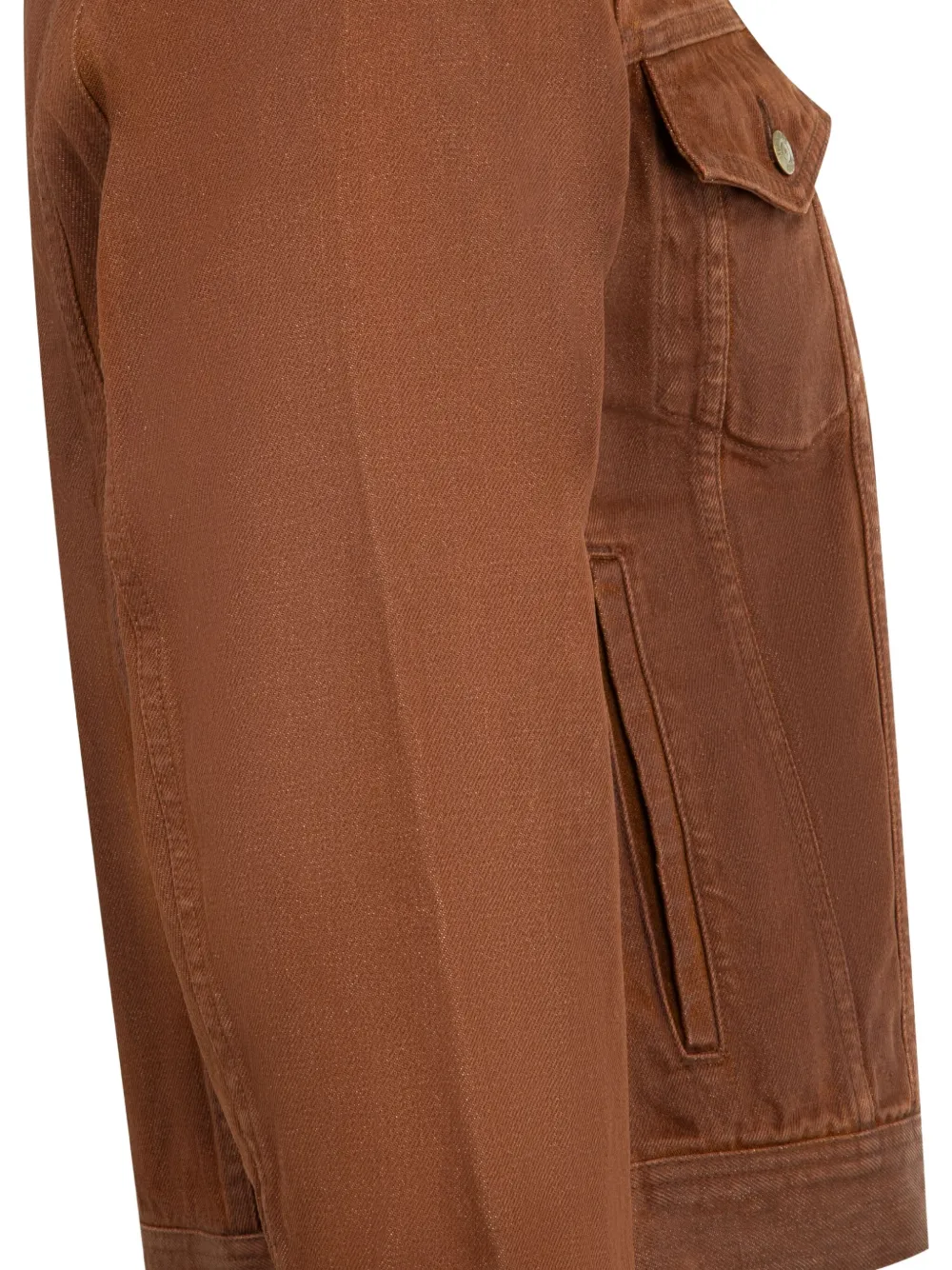 Midnight Rodeo Coated Denim Trucker Jacket In Brown