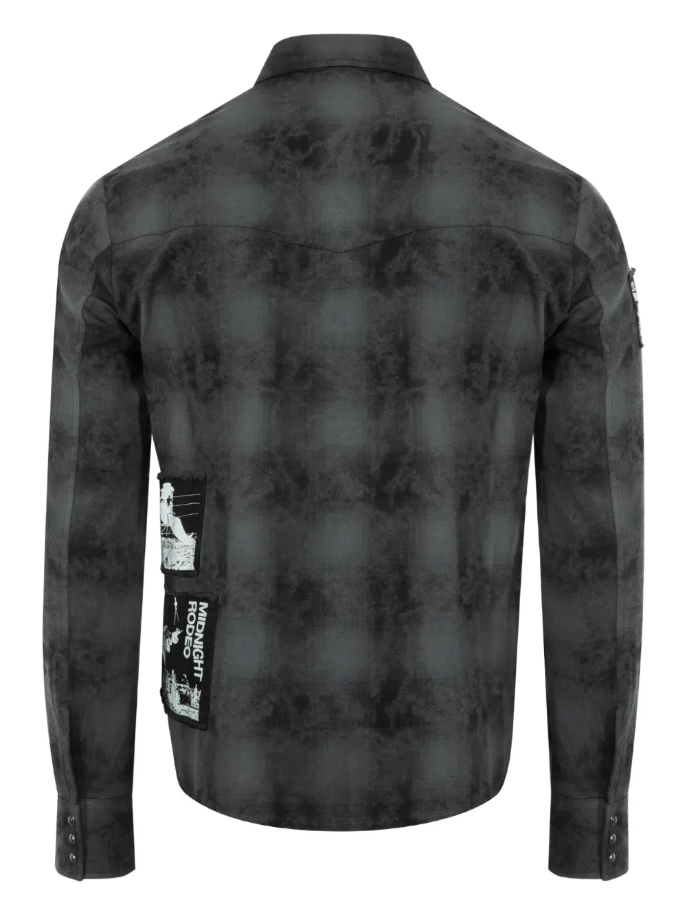 MIDNIGHT RODEO flannel -pached shirt - Zwart
