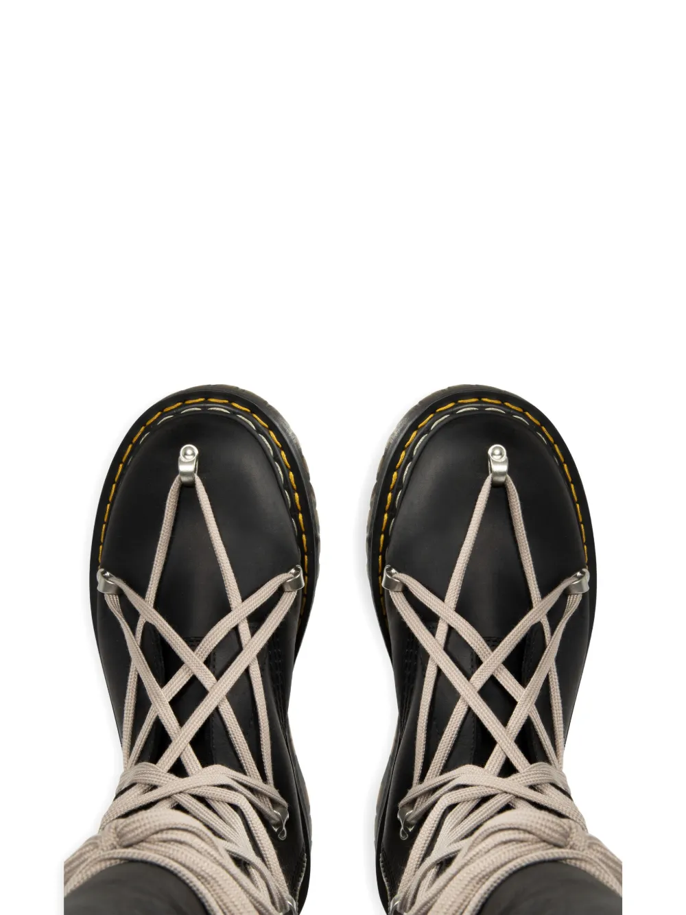 Dr. Martens X Rick Owens 1b60 Quad Sole Pentalace Leather Boot In Black