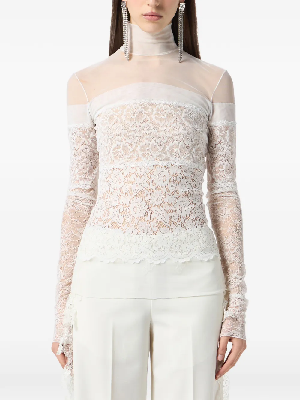Blumarine Scalloped-lace Blouse In White