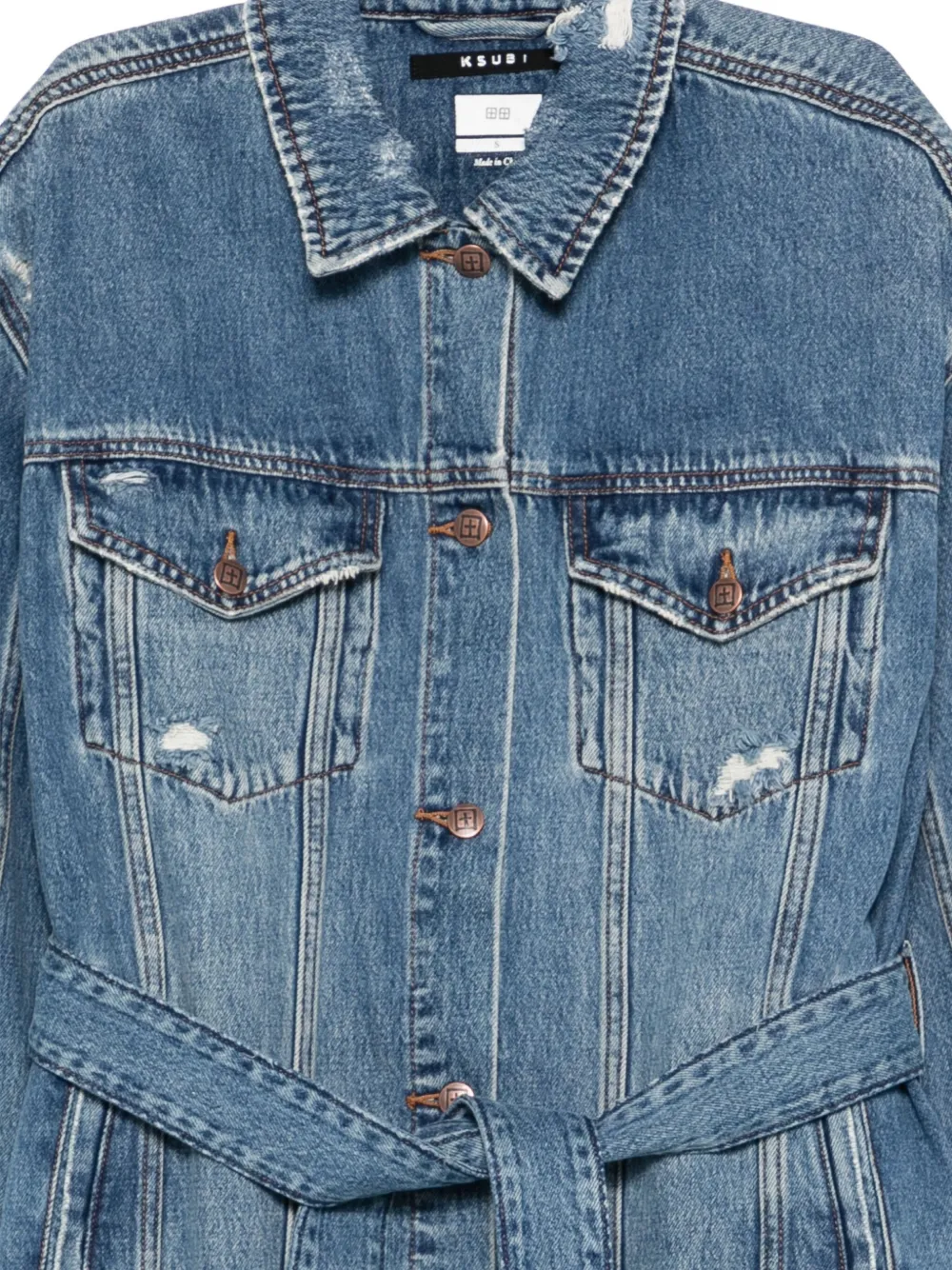 Ksubi Trucker Relik Distressed Coat In Blue