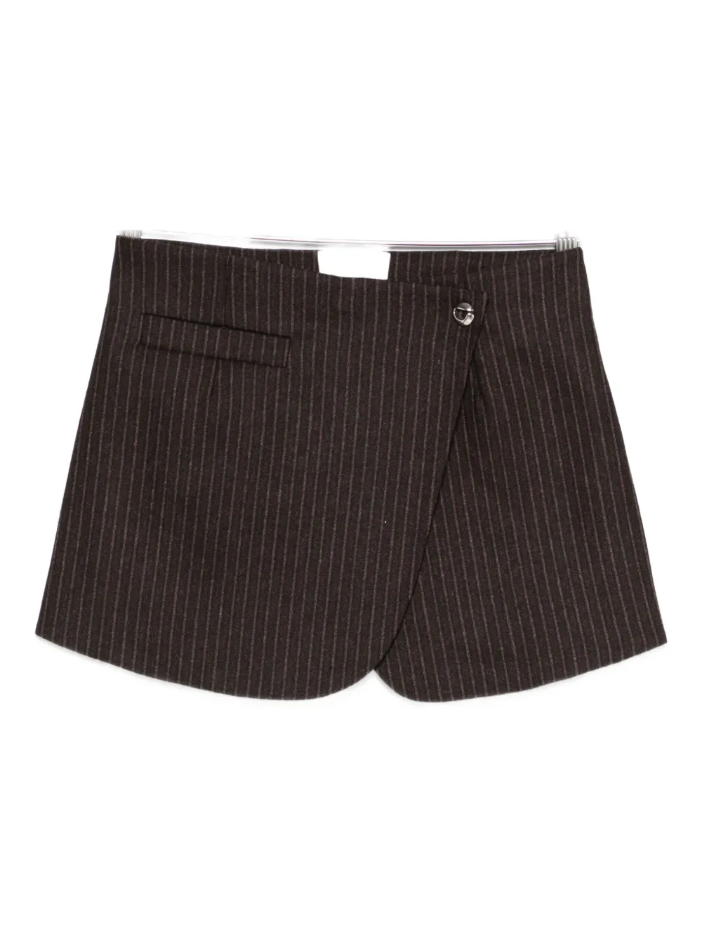 Coperni Pinstriped Wrap Mini Skirt In Brown