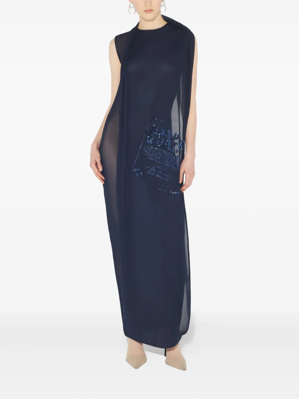 Jean Paul Gaultier Maxi-jurk verfraaid met pailletten Blauw