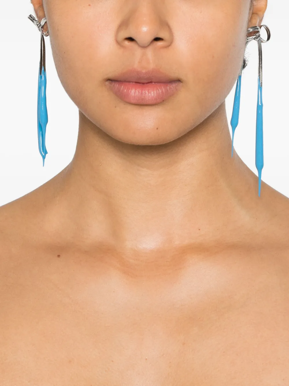 Ottolinger Laced Bow Drop Earrings In Brown