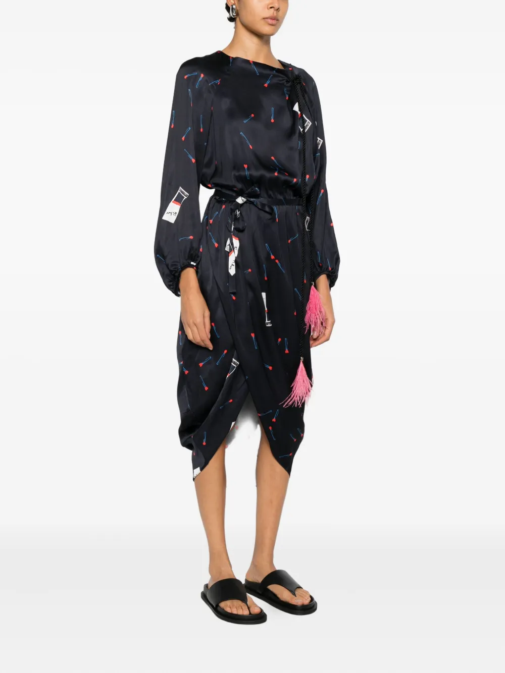 Rochas Cord-drawstring Midi Dress In Multi