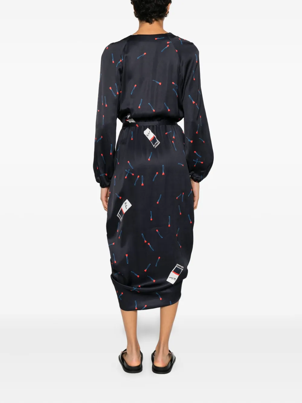 Rochas Cord-drawstring Midi Dress In Multi