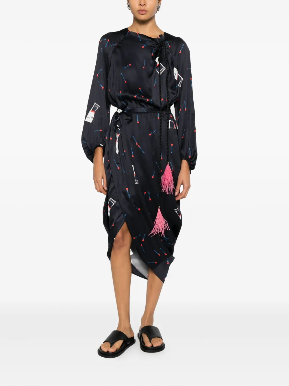 Rochas cord-drawstring midi dress - Zwart