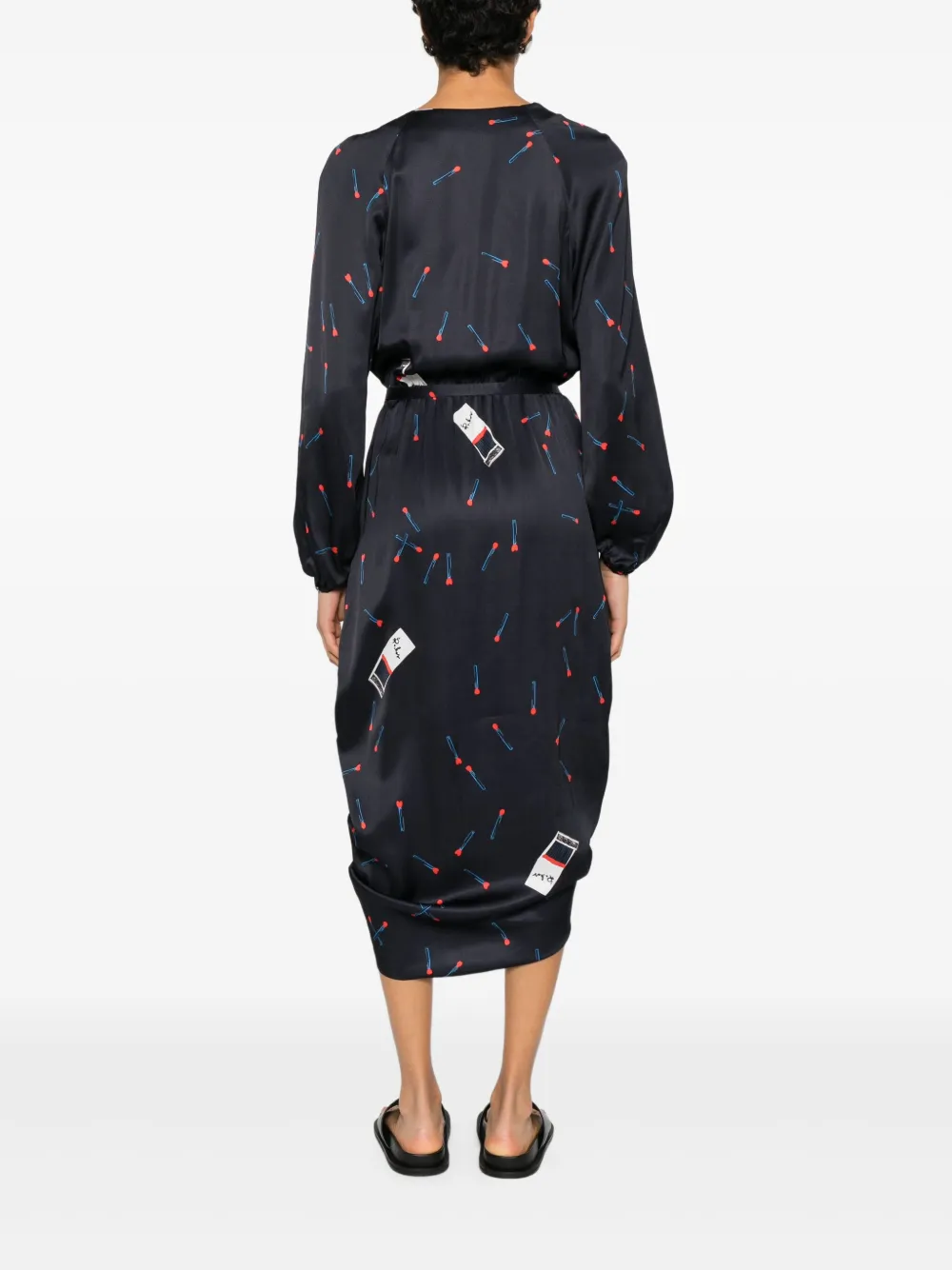 Rochas Midi-jurk met trekkoord Zwart